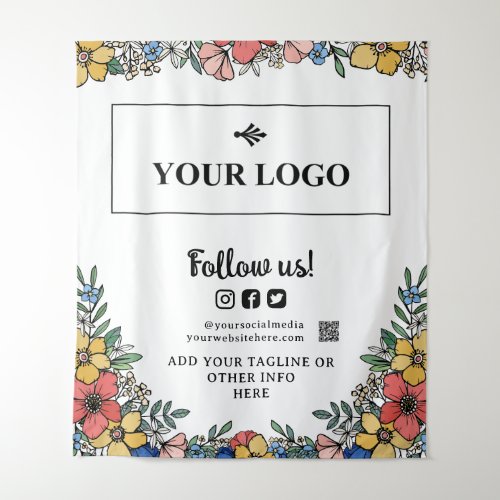 Beautiful Yellow Floral Your Logo QR Code Backdrop