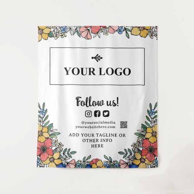 Beautiful Yellow Floral Your Logo QR Code Backdrop (Front)