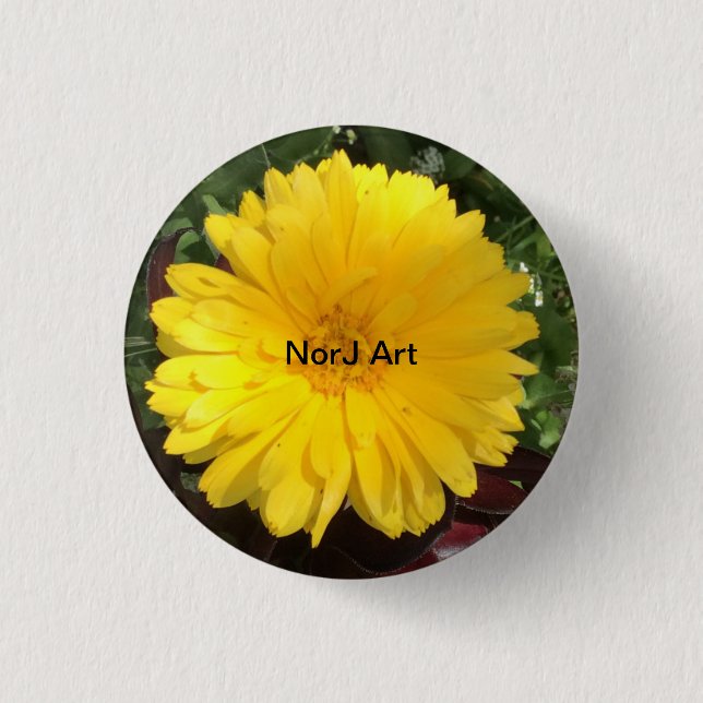 Beautiful yellow flower by NorJ Art Button (Front)