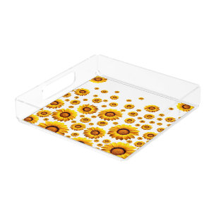 Beautiful yellow flowers acrylic tray