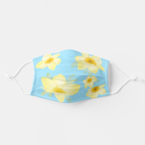 Beautiful yellow flowers blue floral pattern adult cloth face mask