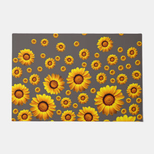 Beautiful yellow flowers on gray background doormat