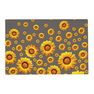 Beautiful yellow flowers on gray background placemat
