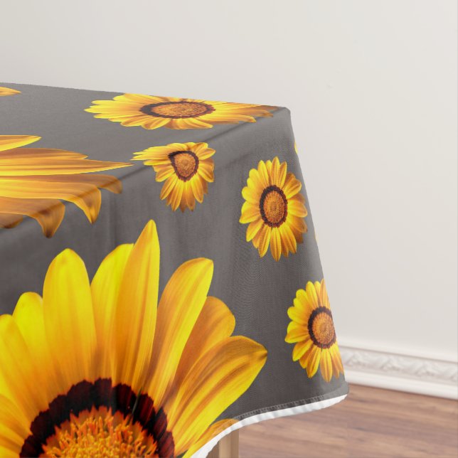 Beautiful yellow flowers on gray background   tablecloth (In Situ)