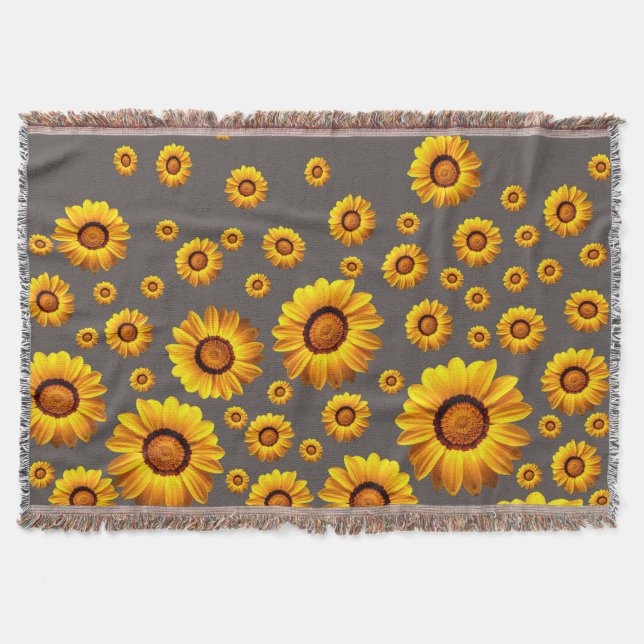 Beautiful yellow flowers on gray background   throw blanket (Front)