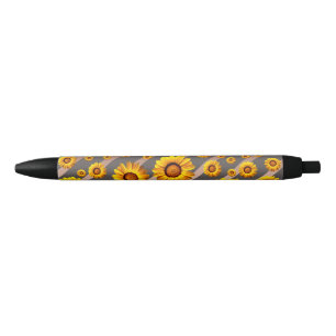 Beautiful yellow flowers on gray, brown stripes   pen