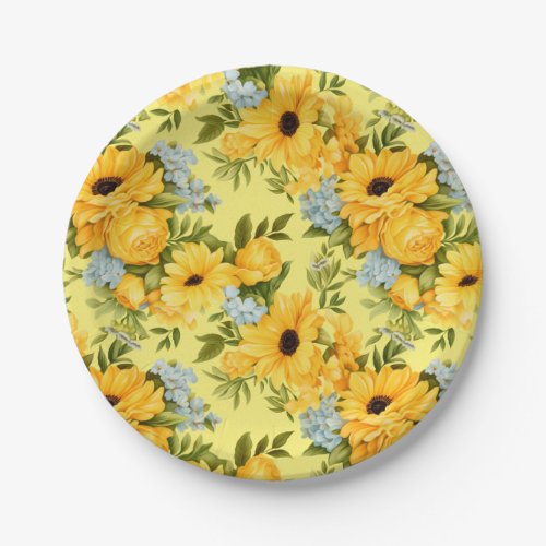 Beautiful yellow flowers paper plates