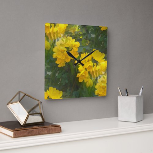 Beautiful yellow flowers square wall clock