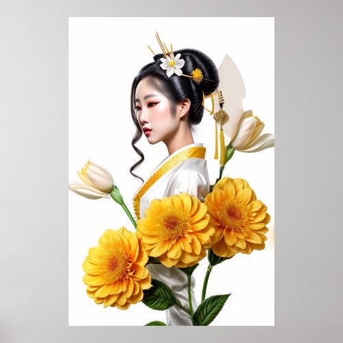Beautiful Yellow Geisha b Poster