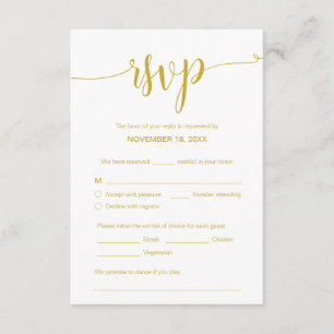 Beautiful Yellow Gold, Rehearsal RSVP, Respond Enclosure Card