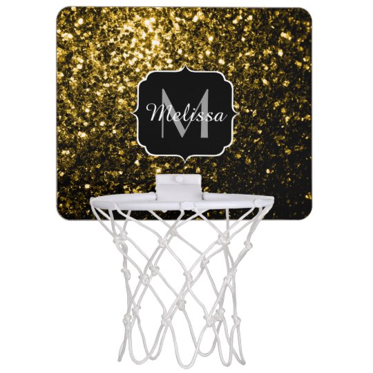 Beautiful Yellow Gold sparkles Monogram Mini Basketball Hoop