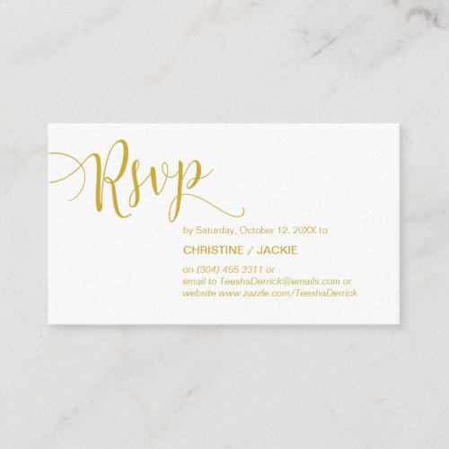 Beautiful Yellow GoldWedding Party RSVP Enclosure Card