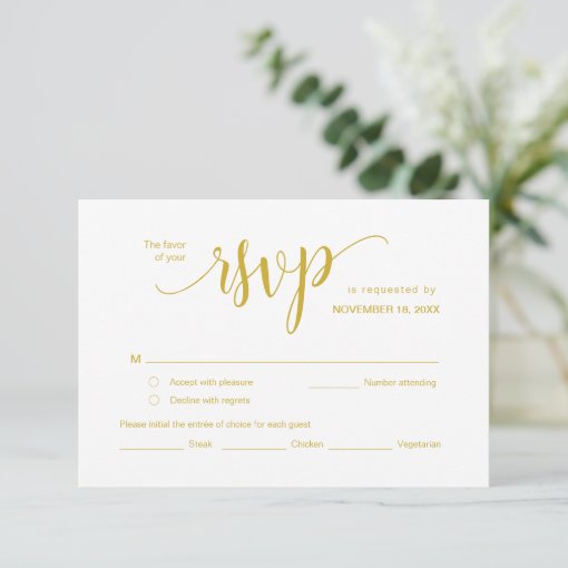 Beautiful Yellow Gold,Wedding Reception RSVP Enclosure Card | Zazzle