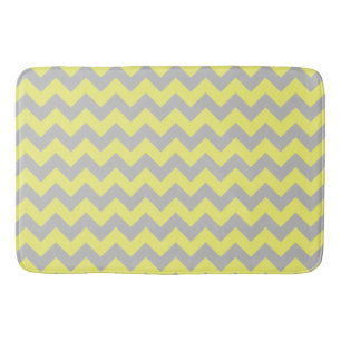 Beautiful Yellow Gray Chevron Pattern Bath Mat