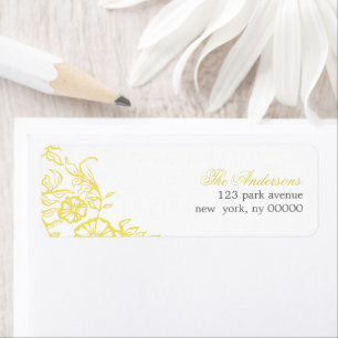 Beautiful Yellow & Gray Floral Wedding Label