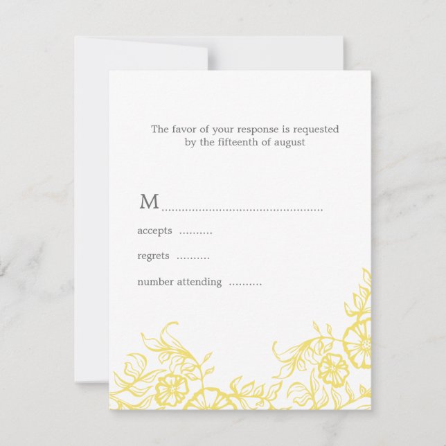 Beautiful Yellow & Gray Floral Wedding Response (Front)
