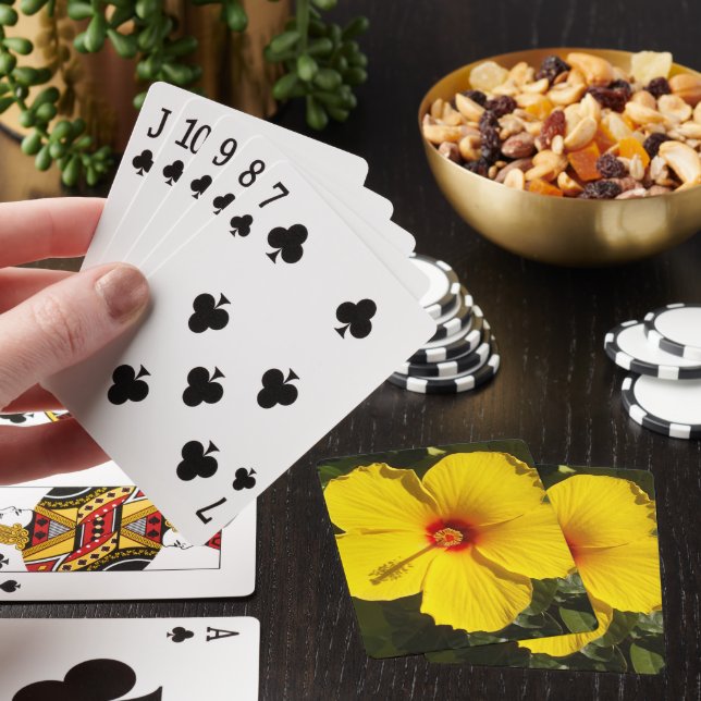 Beautiful Yellow Hibiscus Flower Poker Cards (In Situ)