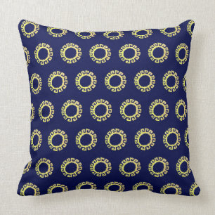 Beautiful  Yellow Inca Sun on Navy Blue Throw Pillow