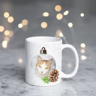 Beautiful yellow kitty christmas ornament Mug