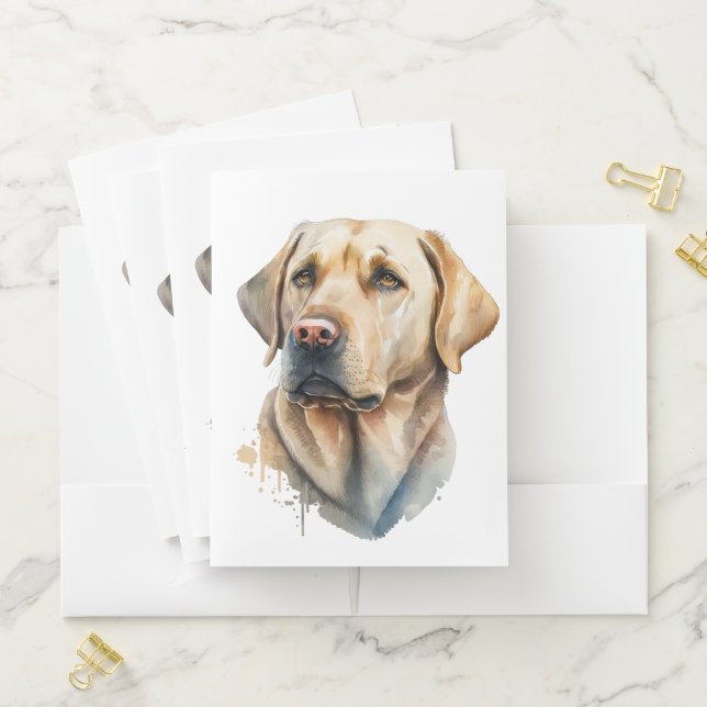 BEAUTIFUL YELLOW LABRADOR RETRIEVER DOG POCKET FOLDER (In Situ)