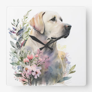BEAUTIFUL YELLOW LABRADOR RETRIEVER DOG SQUARE WALL CLOCK