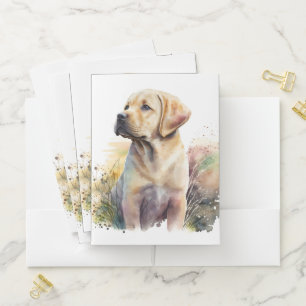 BEAUTIFUL YELLOW LABRADOR RETRIEVER PUPPY POCKET FOLDER