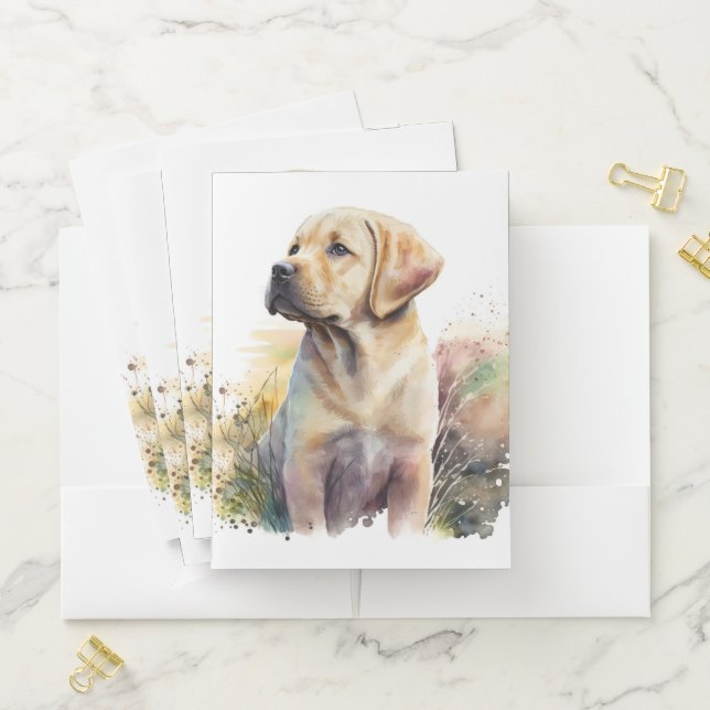 BEAUTIFUL YELLOW LABRADOR RETRIEVER PUPPY POCKET FOLDER (In Situ)