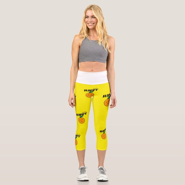 Beautiful Yellow orange Capri  Leggings (Front)