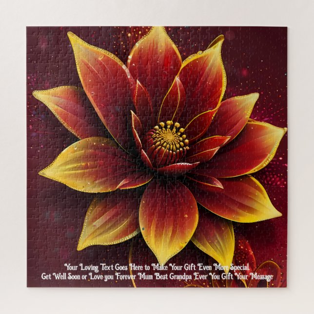 Beautiful Yellow & Pink Bloom Custom Gift Message Jigsaw Puzzle (Vertical)