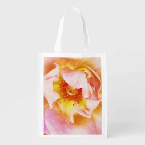 Beautiful Yellow Pink Rose Art Eco Grocery Bag