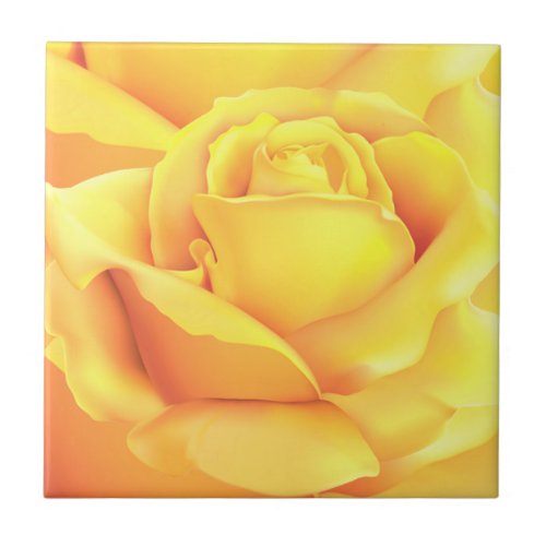 Beautiful Yellow Rose Ceramic Tile