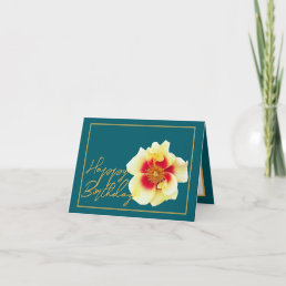 Beautiful Yellow Rose Chic Pretty Happy Birthday Card