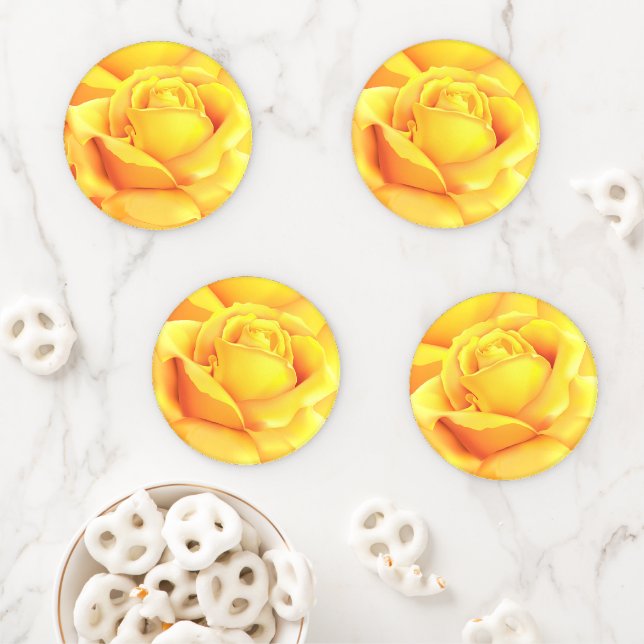 Beautiful Yellow Rose Coaster Set (In Situ)