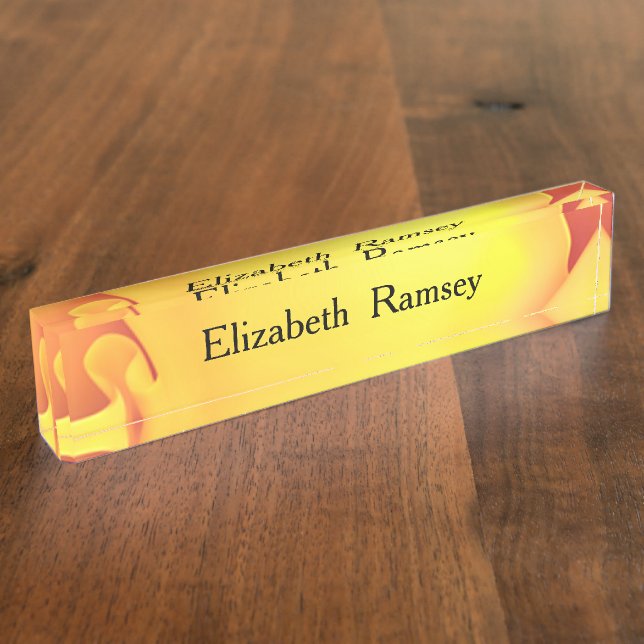 Beautiful Yellow Rose Desk Name Plate (Side)