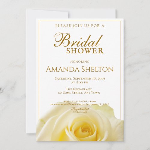 Beautiful Yellow Rose Floral Bridal Shower Invitation