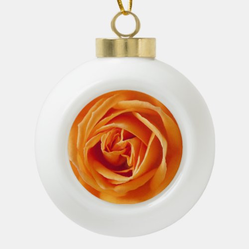 Beautiful Yellow Rose Flower Floral Ceramic Ball Christmas Ornament