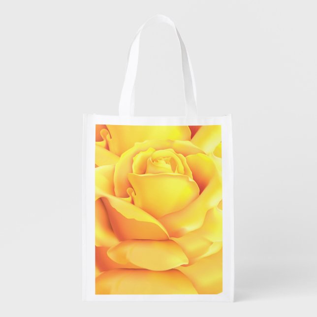 Beautiful Yellow Rose Grocery Bag (Front)