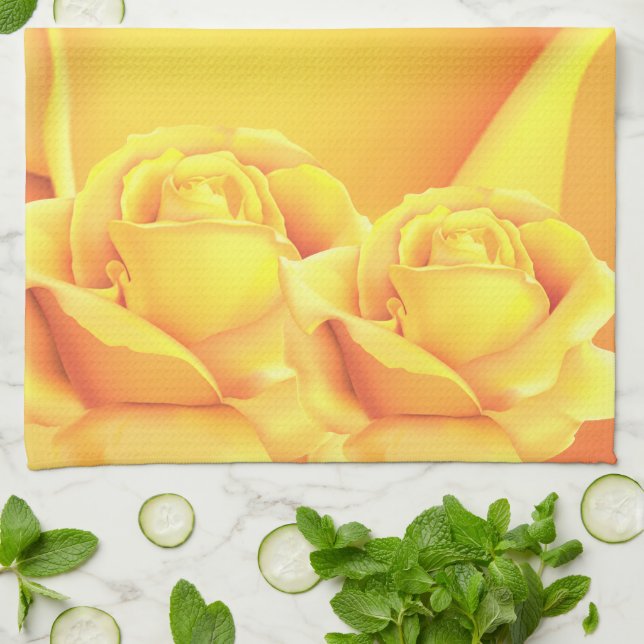 Beautiful Yellow Rose Kitchen Towel (Folded)