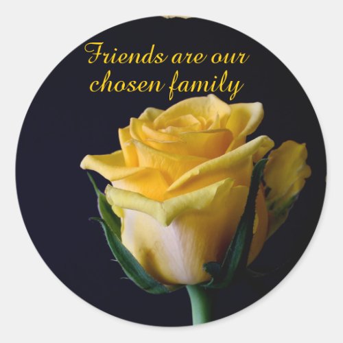 Beautiful Yellow Rose on Black Friend Sticker