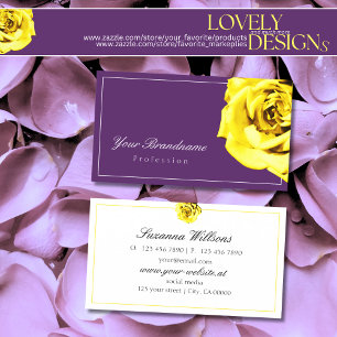 Beautiful Yellow Rose on Purple Simple Outstanding Business Card
