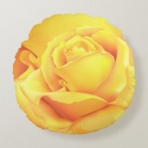 Beautiful Yellow Rose Round Pillow