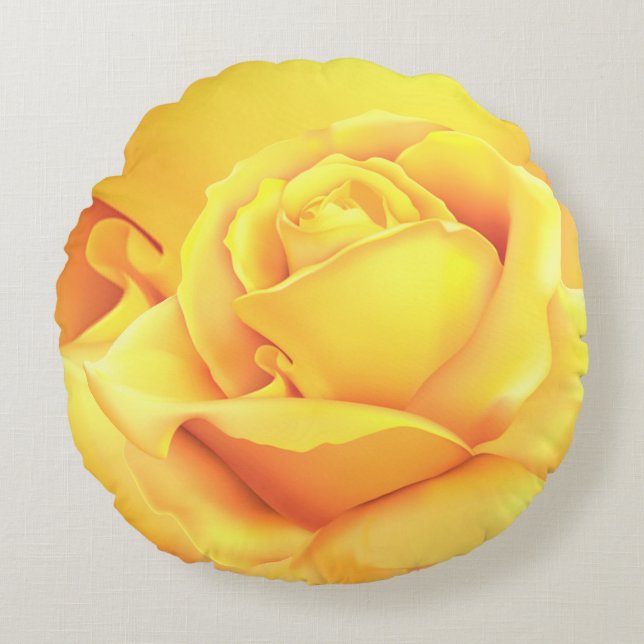 Beautiful Yellow Rose Round Pillow (Front)