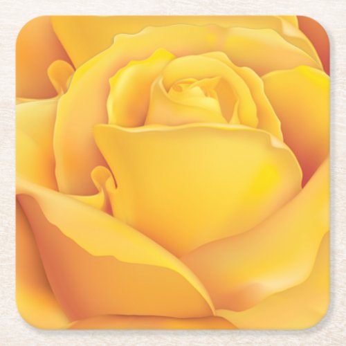 Beautiful Yellow Rose Square Paper Coaster