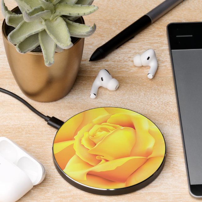 Beautiful Yellow Rose Wireless Charger (Desk 2)