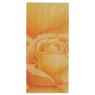 Beautiful Yellow Rose Wood Flash Drive