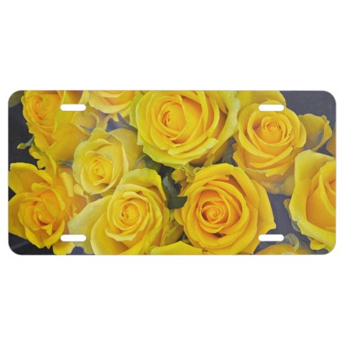 Beautiful yellow roses license plate