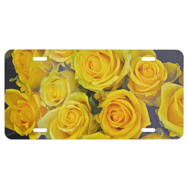 Beautiful yellow roses license plate (Front)
