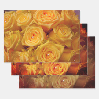 Beautiful Yellow Roses & Pearls Wrapping Paper