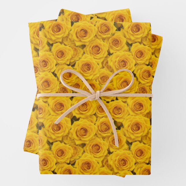 Beautiful Yellow Roses Wrapping Paper Sheets (In situ)