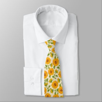 Beautiful Yellow Summer Sunflower Tie by storechichi at Zazzle